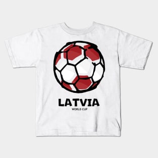 Latvia Football Country Flag Kids T-Shirt